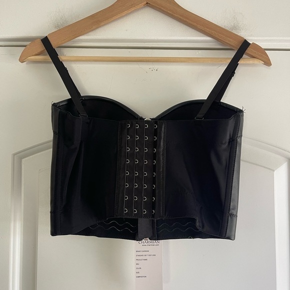 Charmian Faux Leather Zip Bustier - M - Picture 3 of 4